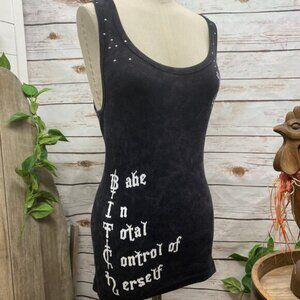 RTB Real Tough B itch In Total Control of Herself Black Graphic Bling Tank XL